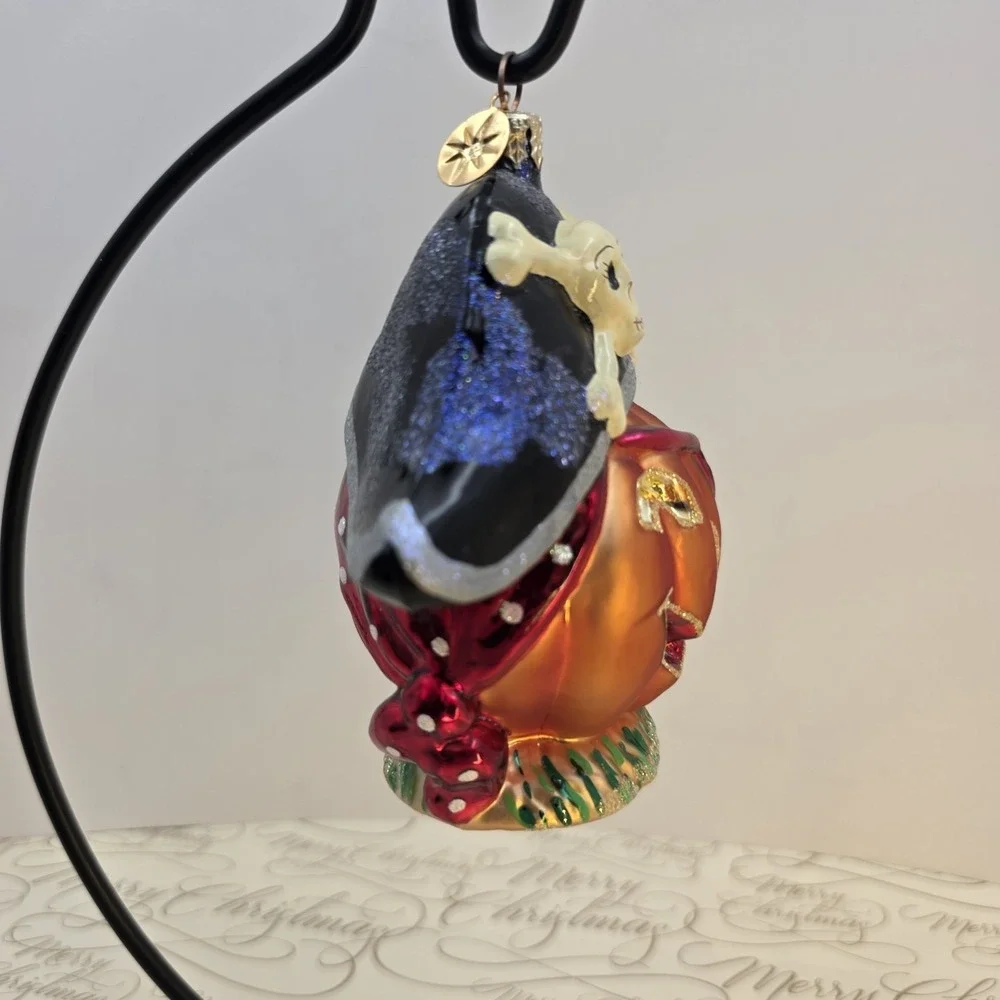 Christopher Radko Pirate Patch Pumpkin Halloween Glass Ornament 5